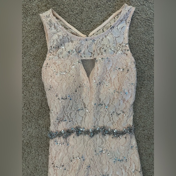 My Michelle Blush Pink Lace Sequin Gown – Size 5 - Picture 4 of 15